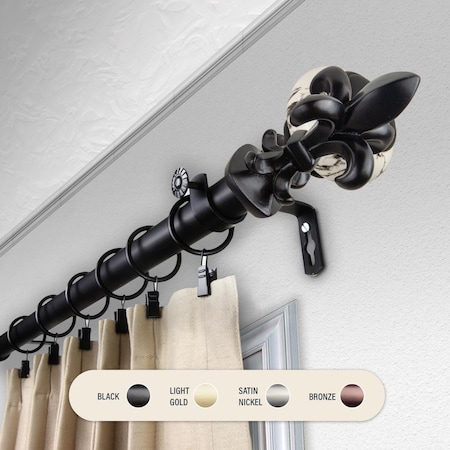 Kd 1 in. Silas Curtain Rod with 28 to 48 in. Extension, Black KD3728571